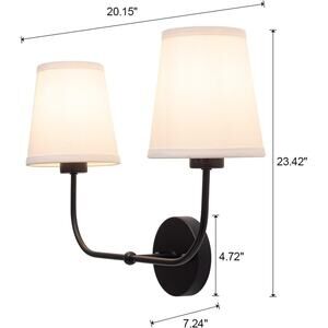 VILUXY Vintage Double Wall Sconce with Fabric Shade, 2-Light Antique Fixture